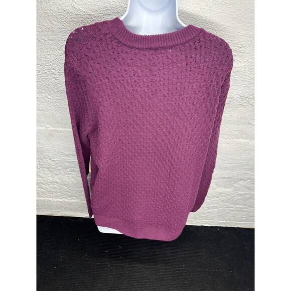 St. John's Bay sweater women's large petite Crewneck Purple Cable Knit NWT - Picture 6 of 8